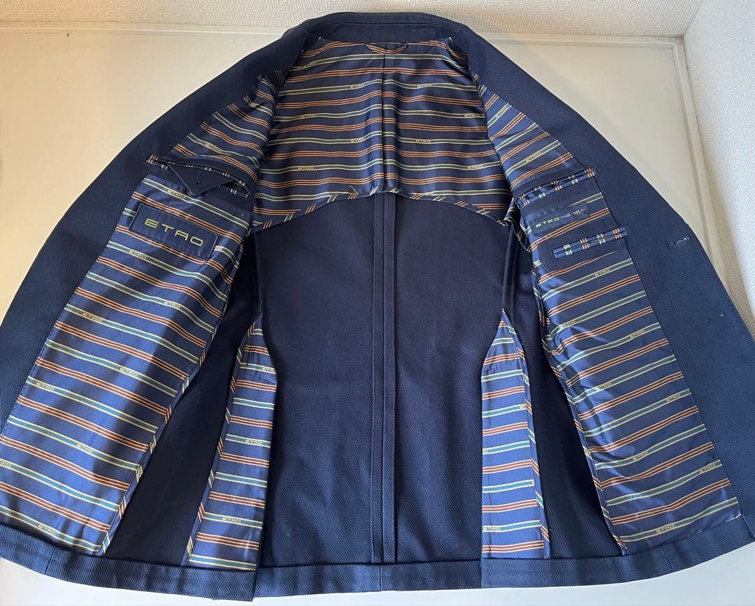 ETRO エトロ コットンツイルネイビー テーラードジャケット 48