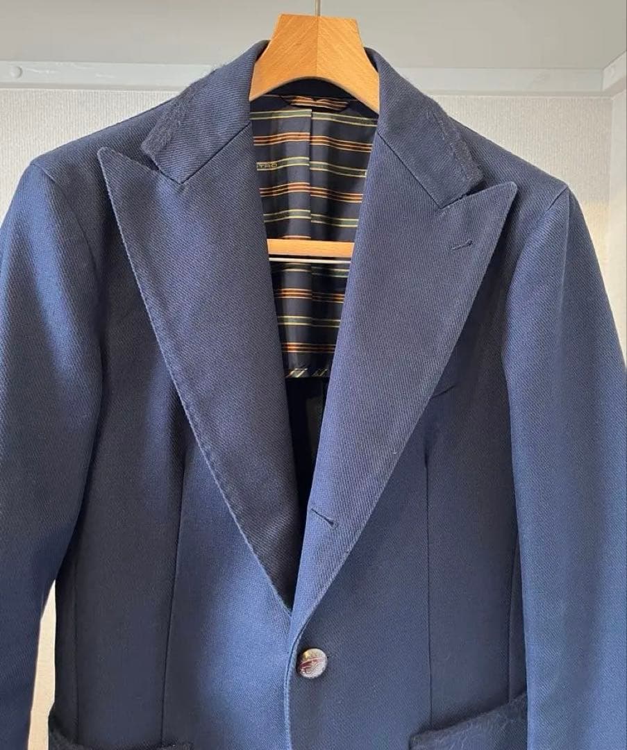 ETRO エトロ コットンツイルネイビー テーラードジャケット 48