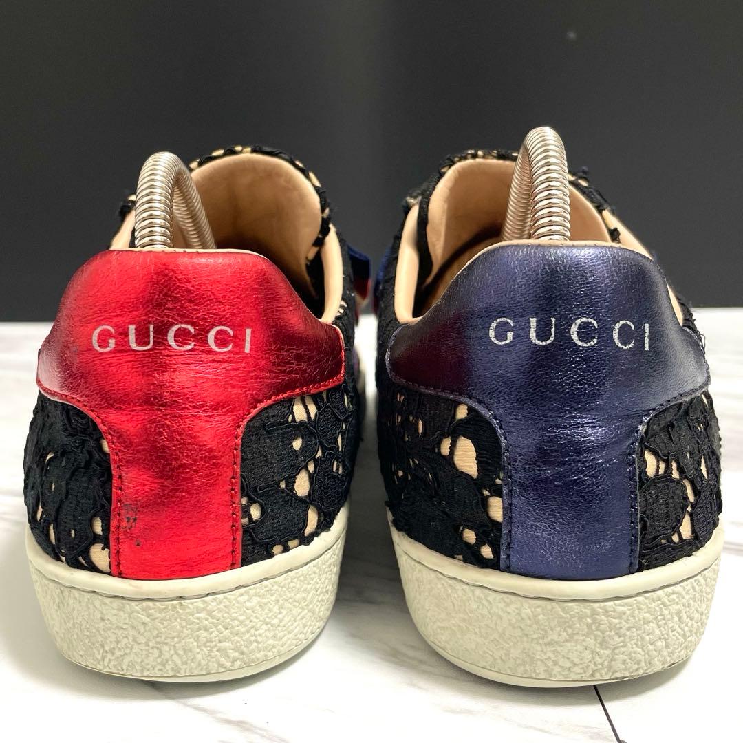 美品⭐️GUCCI エース フローラル クリスタル リボン 24.5cm