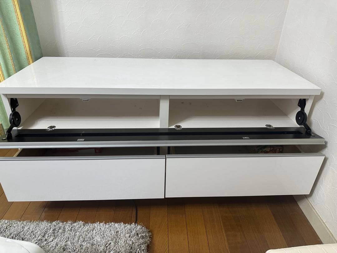 Pamouna パモウナ　テレビボード　パールホワイト　引き出し付き　120cm