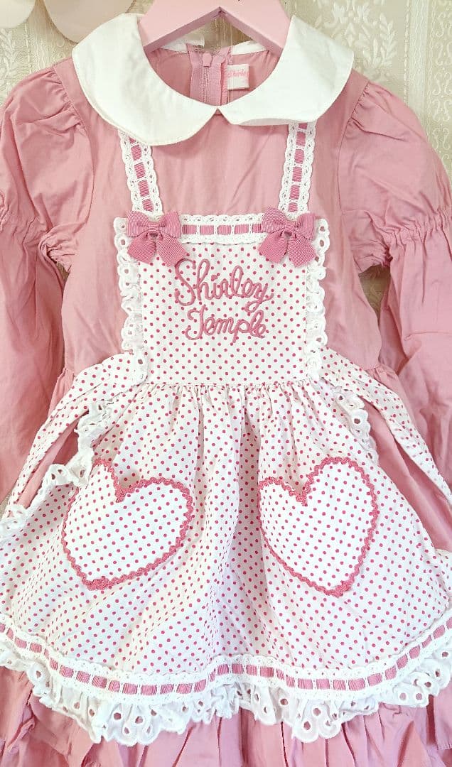 シャーリーテンプル♥エプロン付き♥ワンピース♥120cm♥ピンク