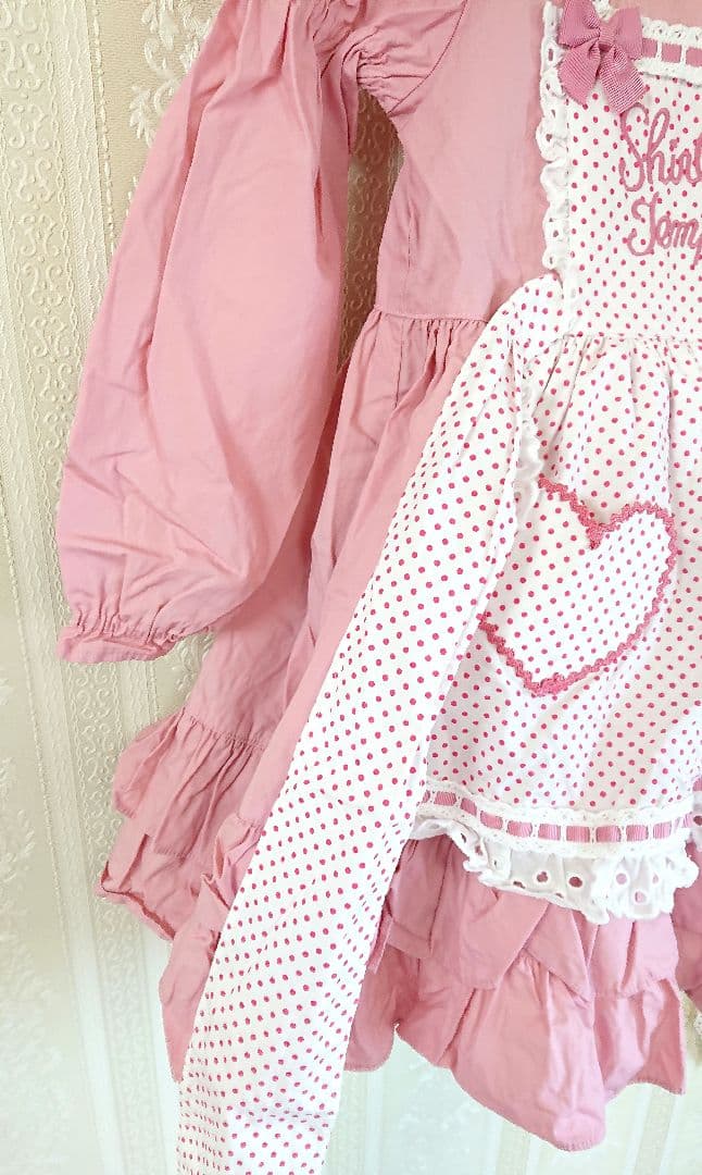 シャーリーテンプル♥エプロン付き♥ワンピース♥120cm♥ピンク