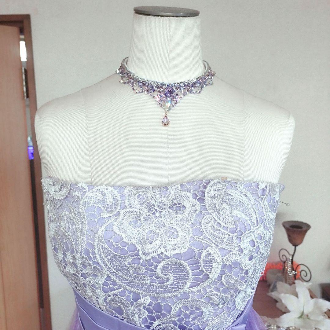 ビアンカ様ライラックのネックレス　イヤリング　髪飾り　バックチャーム　社交ダンス
