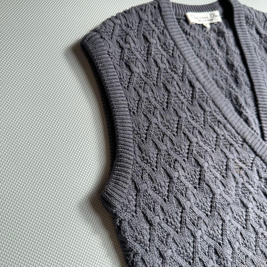 Christian Dior プリタポルテ ウール ニットベスト M グレー