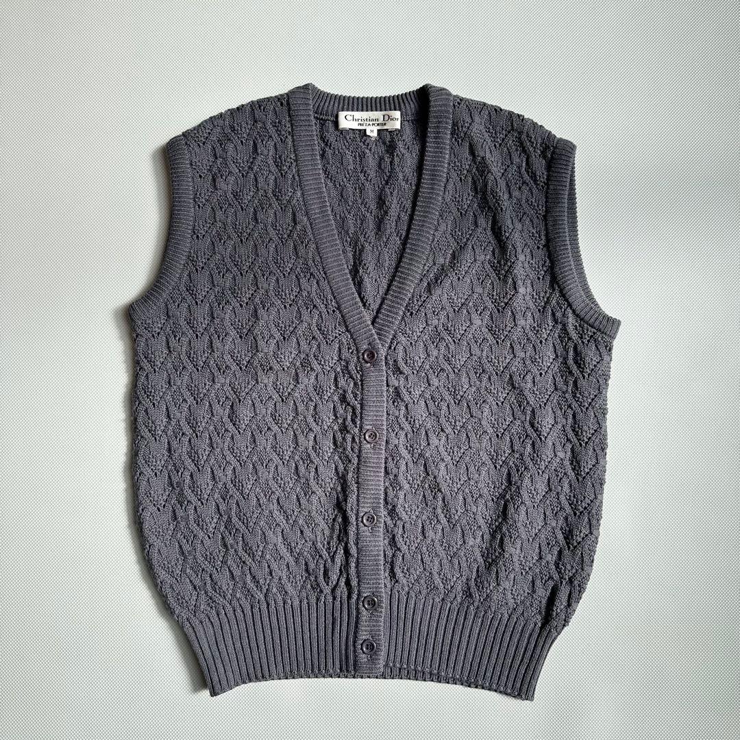 Christian Dior プリタポルテ ウール ニットベスト M グレー