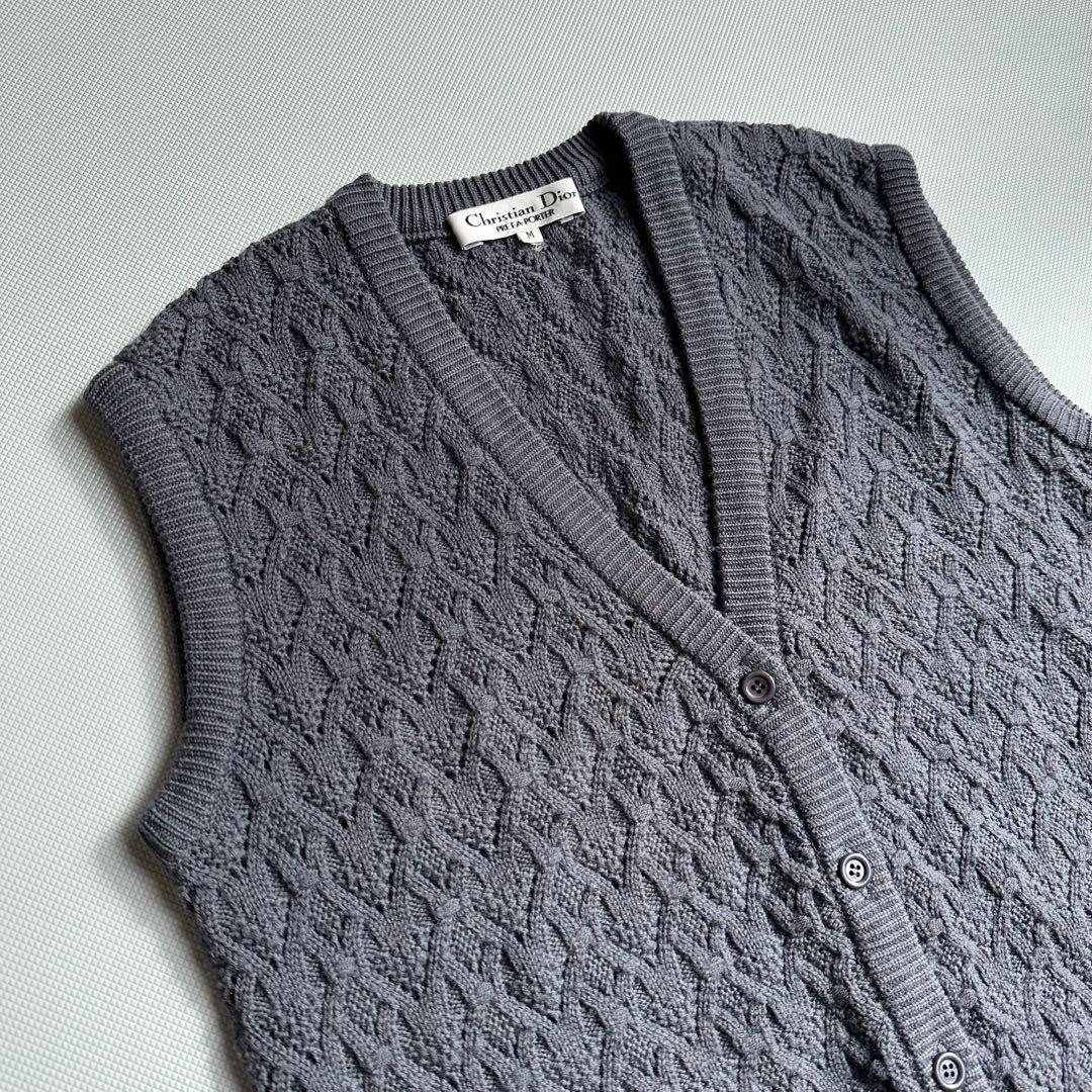 Christian Dior プリタポルテ ウール ニットベスト M グレー