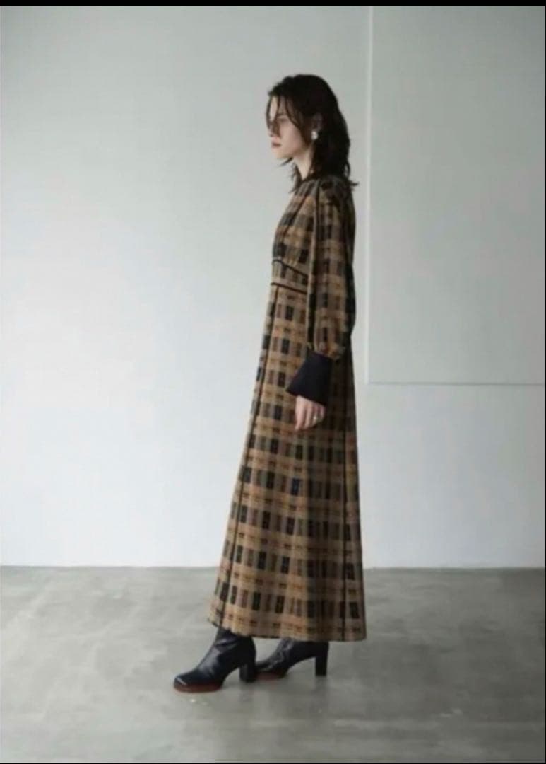 【美品】クラネ　CHECK PIPING ONE PIECE サイズ2
