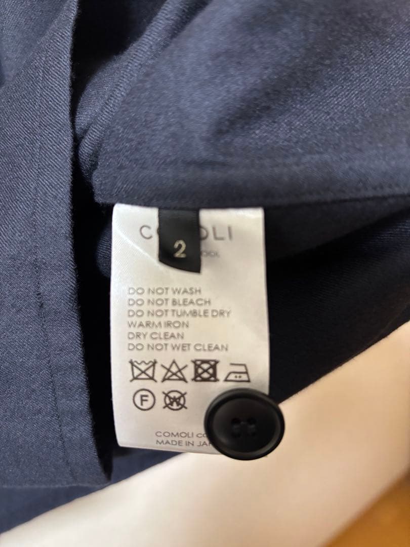 COMOLI ウールフラノスタンドカラージャケット　ネイビー