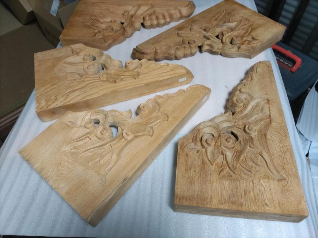 5枚【持ち送り】長さ46cm 社寺仏閣、山車、屋台、神殿、だんぢり彫刻