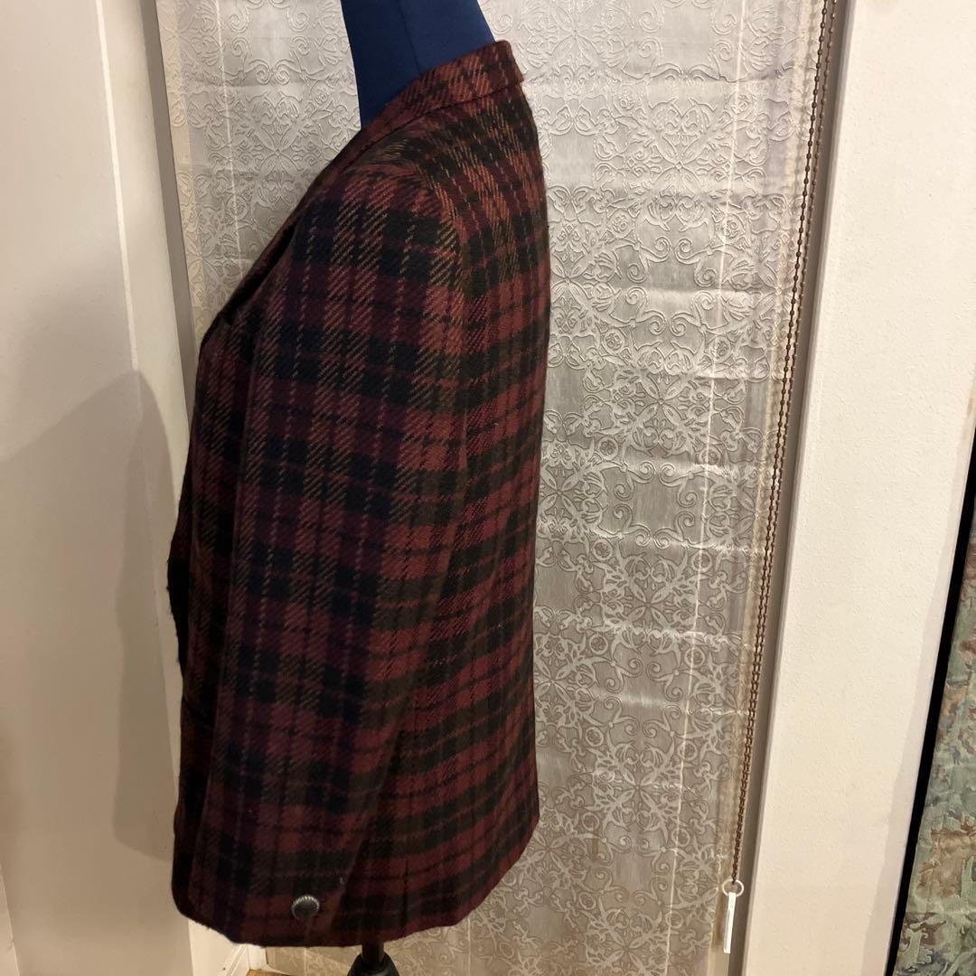 バーバリーズ　テーラードジャケット 赤黒　チェック　裏地あり　M