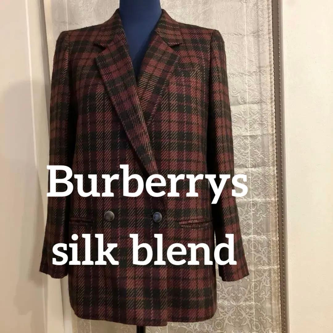 バーバリーズ　テーラードジャケット 赤黒　チェック　裏地あり　M