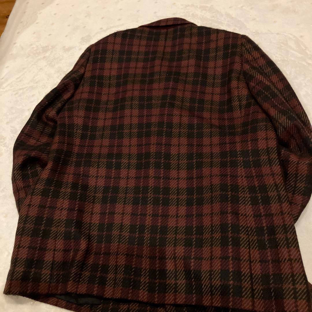 バーバリーズ　テーラードジャケット 赤黒　チェック　裏地あり　M
