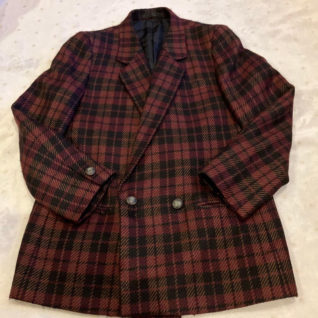バーバリーズ　テーラードジャケット 赤黒　チェック　裏地あり　M