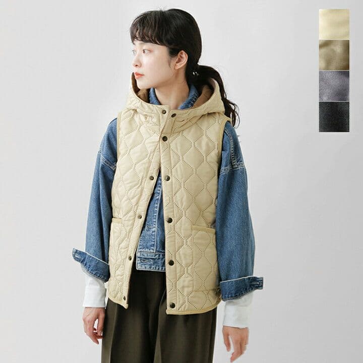 ARMEN アーメン リバーシブル フードキルティングベスト ネイビー