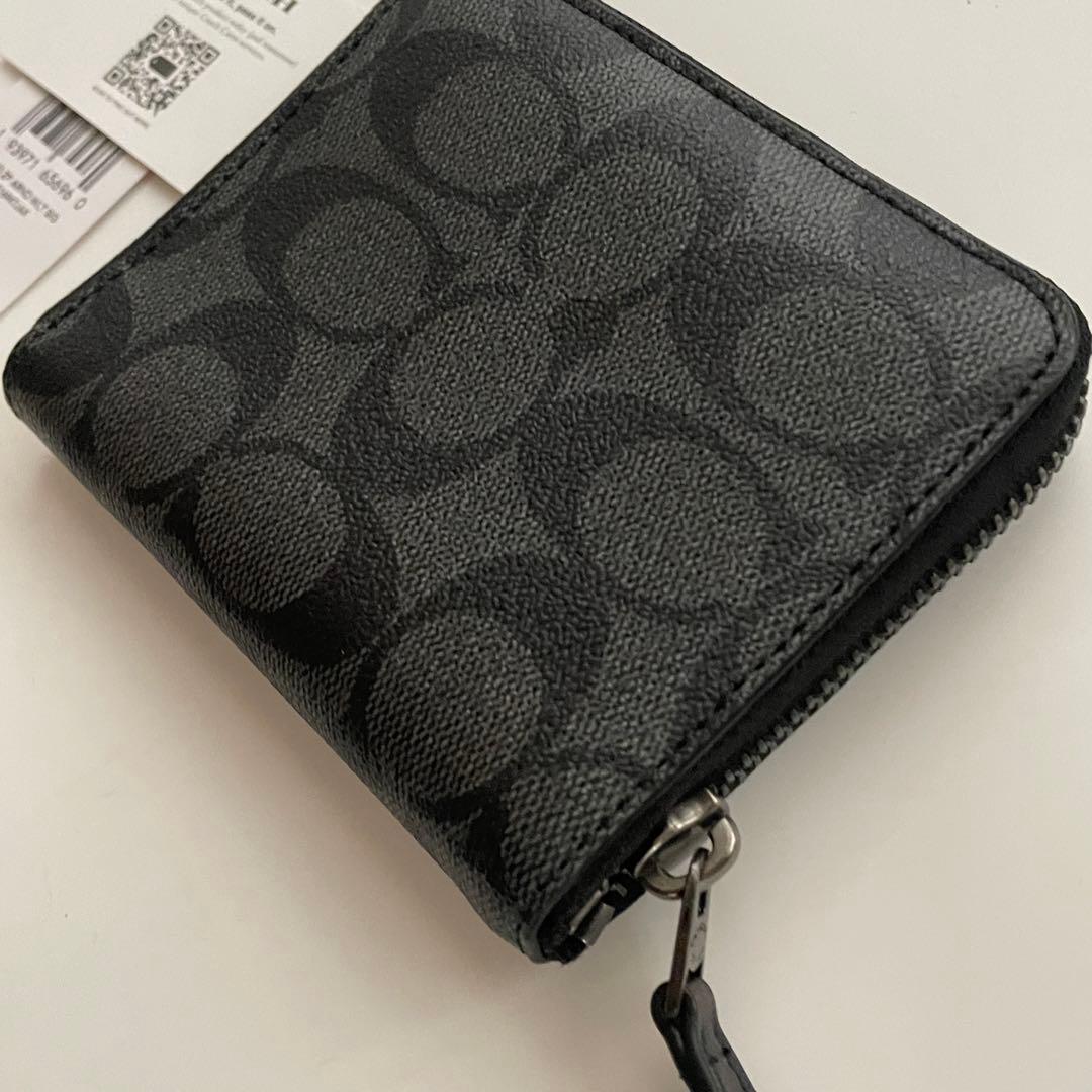 COACH コーチ 折財布 ジップ アラウンド シグネチャー ファスナー