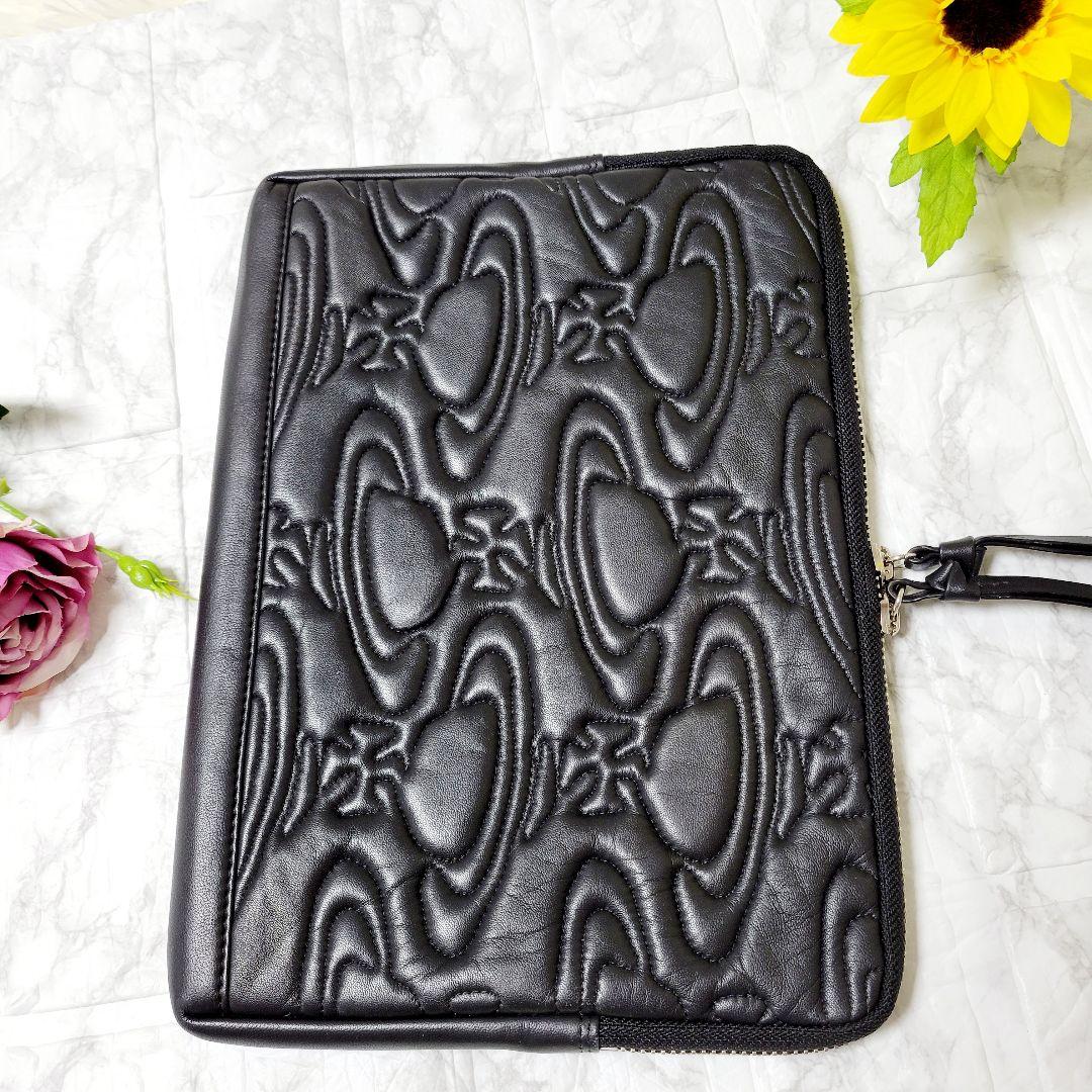 Vivienne Westwood オーブ 型押し レザークラッチ 黒