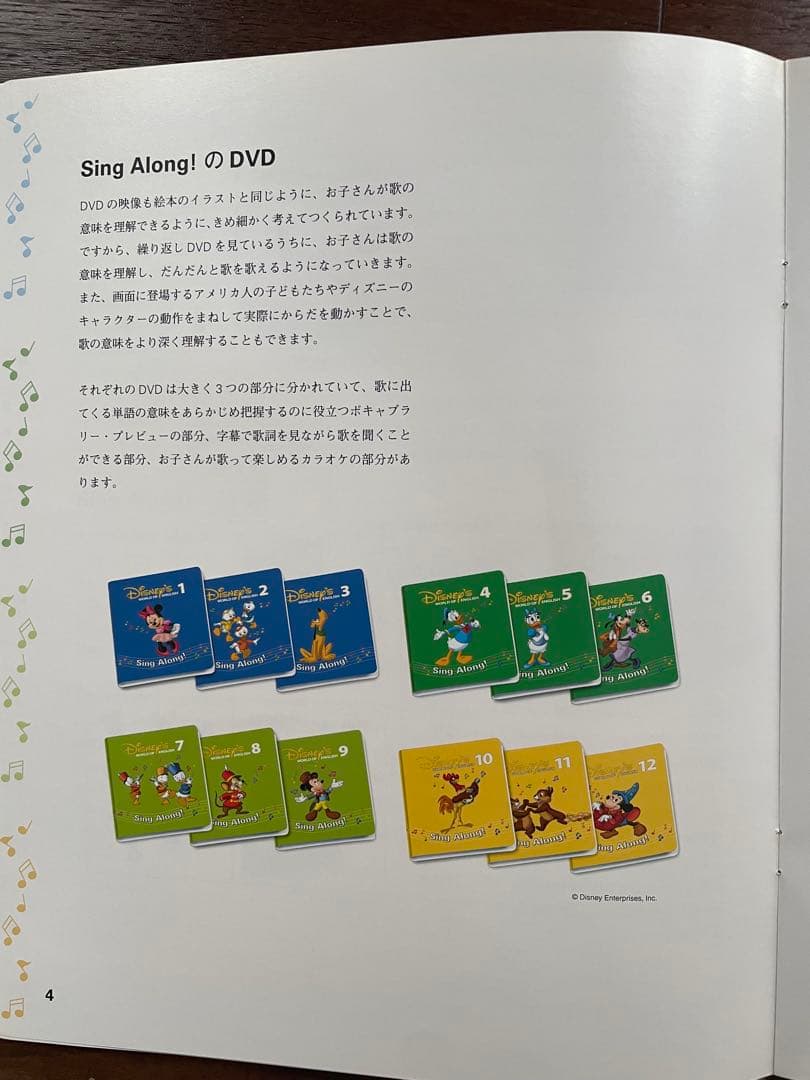 ディズニーの英語システムのSing Along! DVD 12枚・CD8枚セット