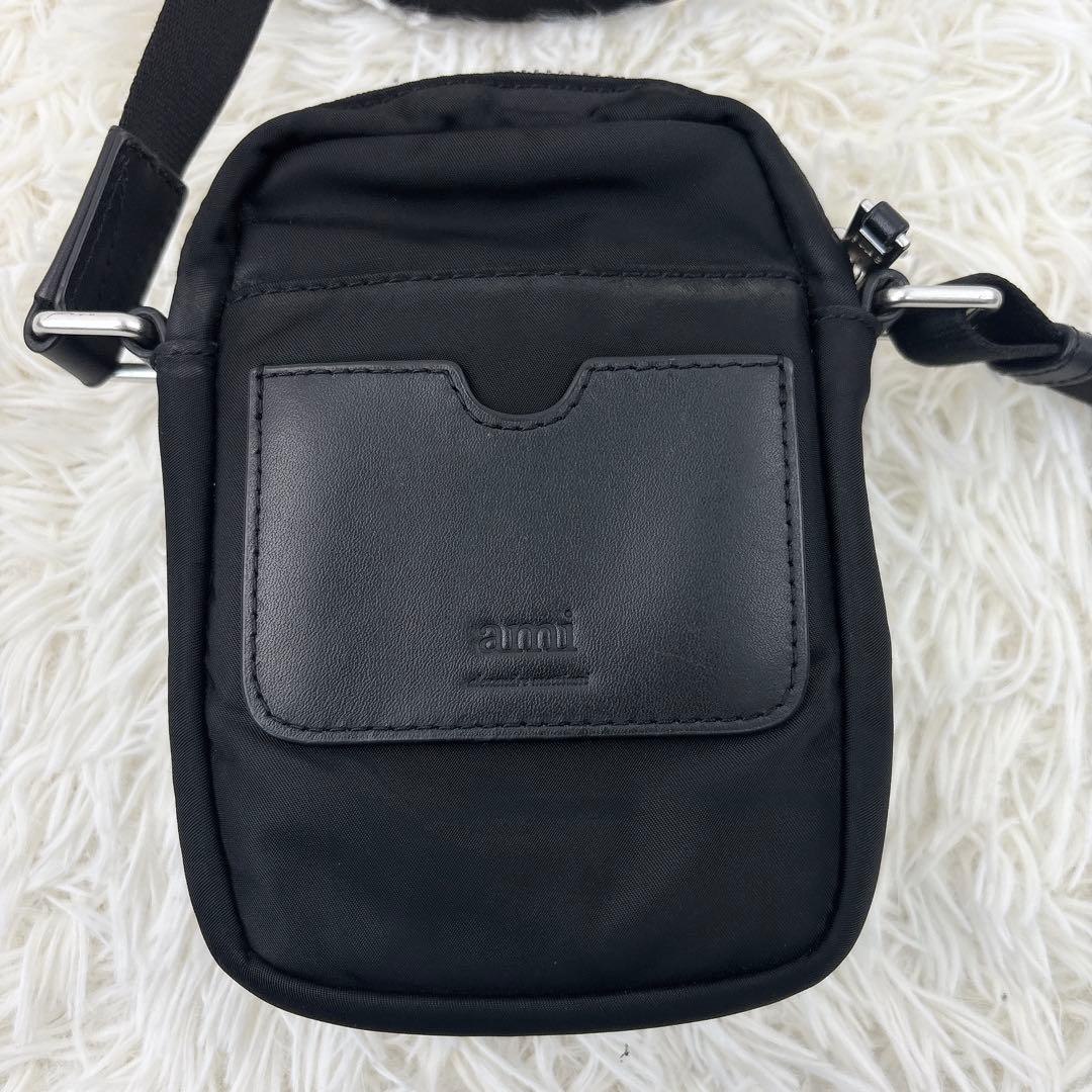 AMI PARIS アミパリ ナイロンミニショルダー 黒 ハートAロゴ