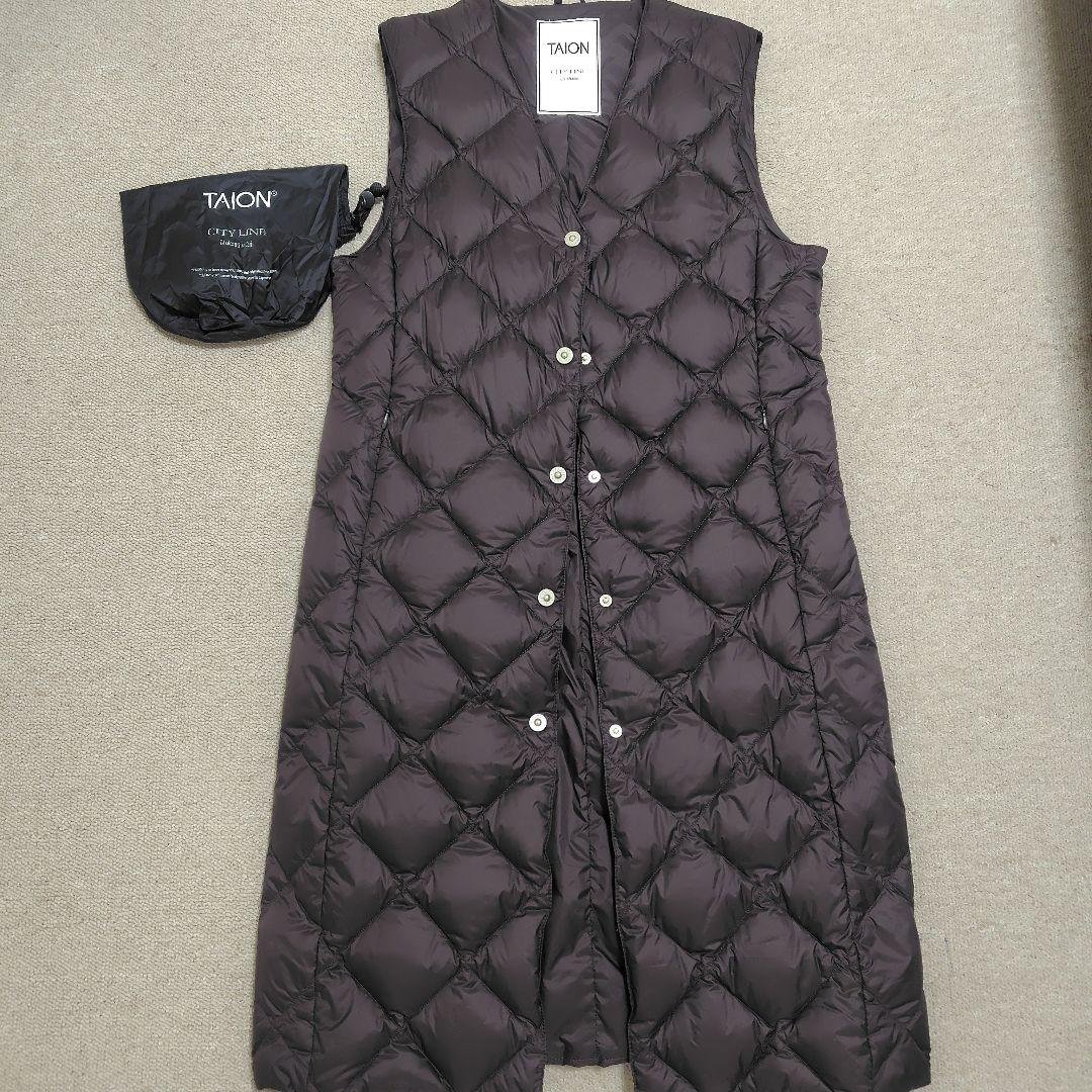 TAION cityline vネック　ロングダウンジレ