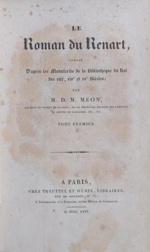 メオンの「Le Roman du Renart 」1826　全4巻　30万円ほど