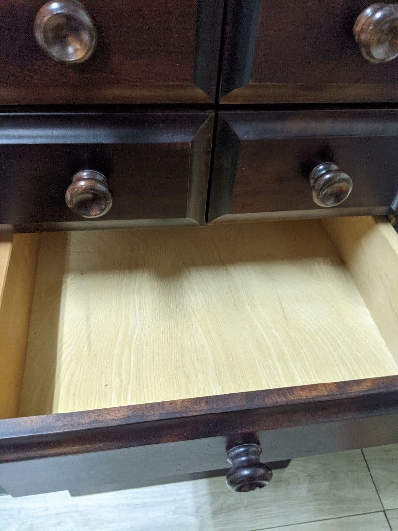 民芸調 スリム チェスト 縦長箪笥 整理タンス 収納 和家具 和モダン ６段