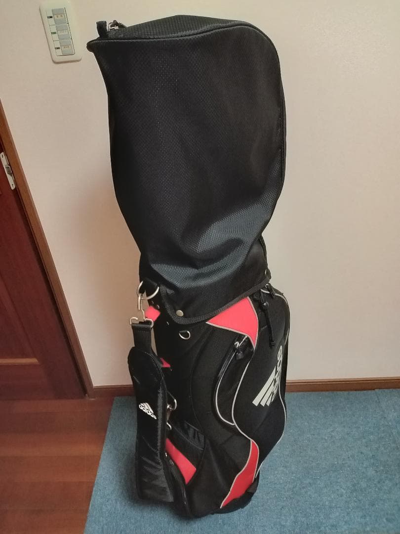 ★美品★adidas★アディダス★軽量ナイロン★キャディバッグ★9型★黒/赤★