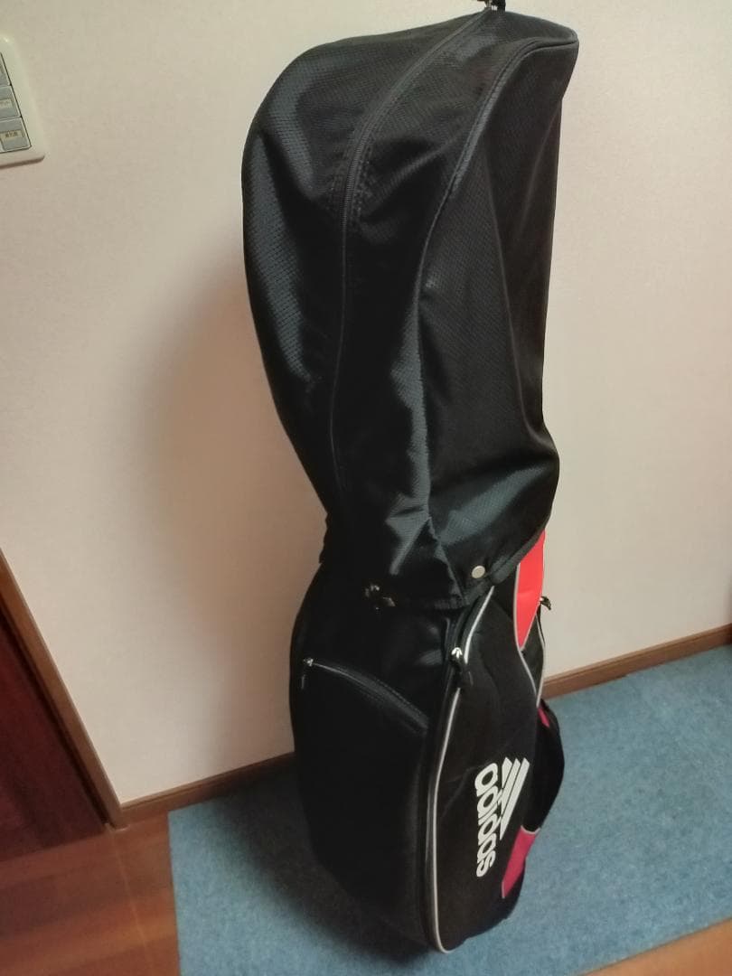 ★美品★adidas★アディダス★軽量ナイロン★キャディバッグ★9型★黒/赤★