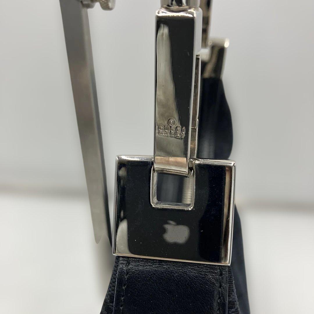 【美品】GUCCIショルダーバッグ GGキャンバス GG柄 ブラックレザー 黒色