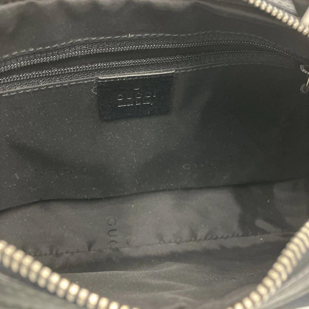 【美品】GUCCIショルダーバッグ GGキャンバス GG柄 ブラックレザー 黒色