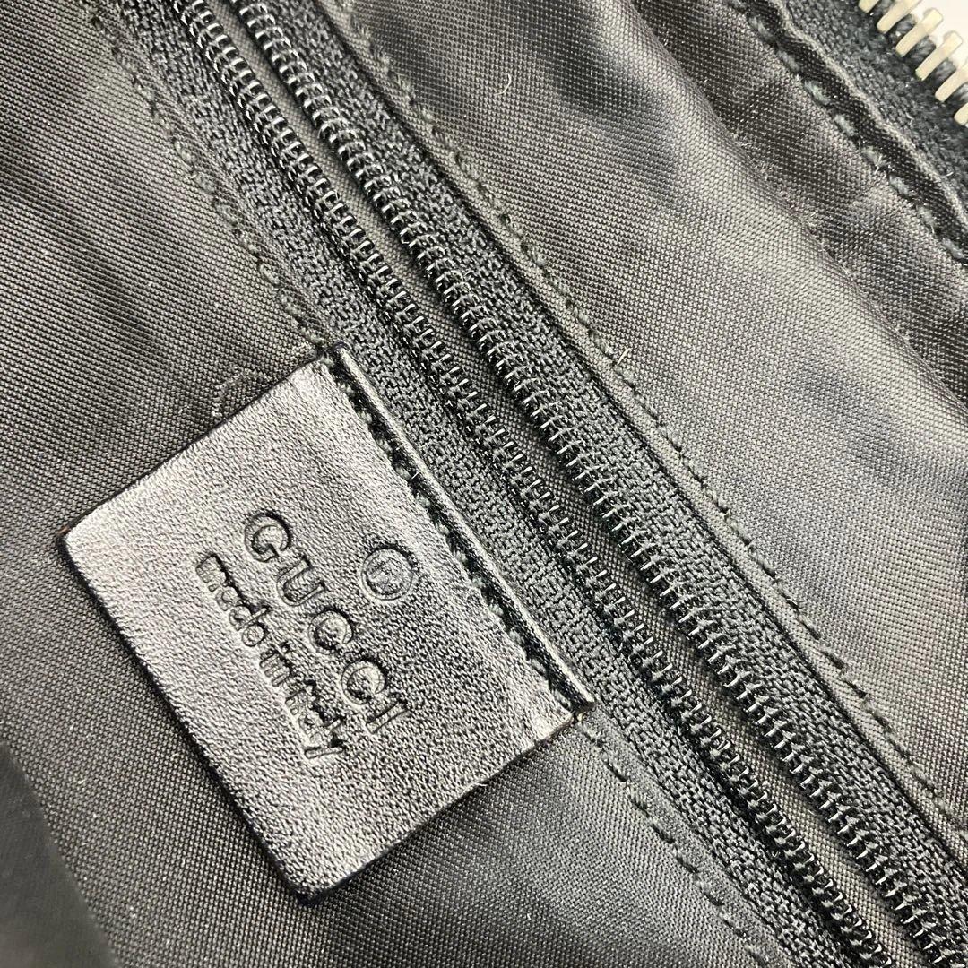 【美品】GUCCIショルダーバッグ GGキャンバス GG柄 ブラックレザー 黒色