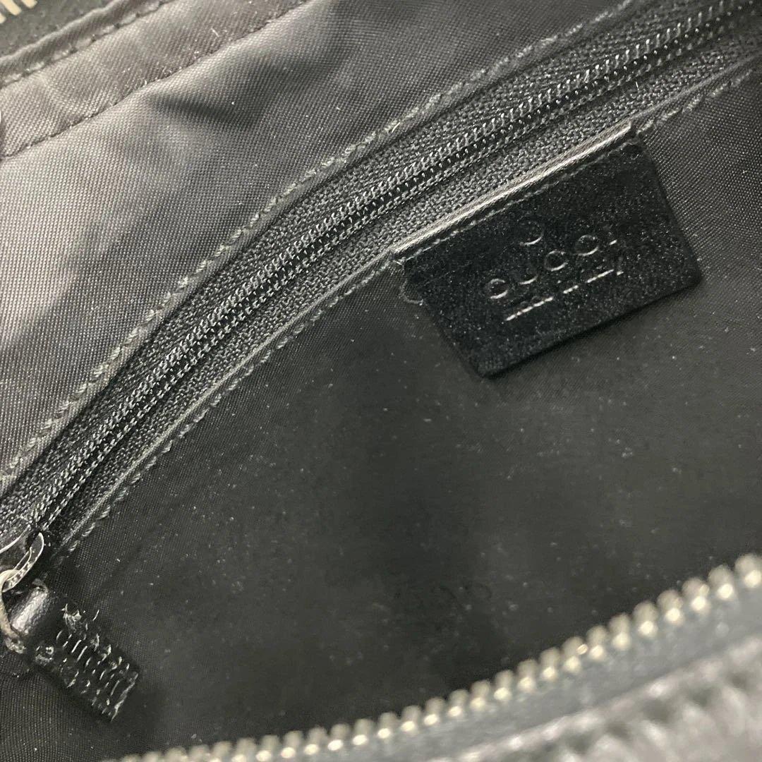 【美品】GUCCIショルダーバッグ GGキャンバス GG柄 ブラックレザー 黒色
