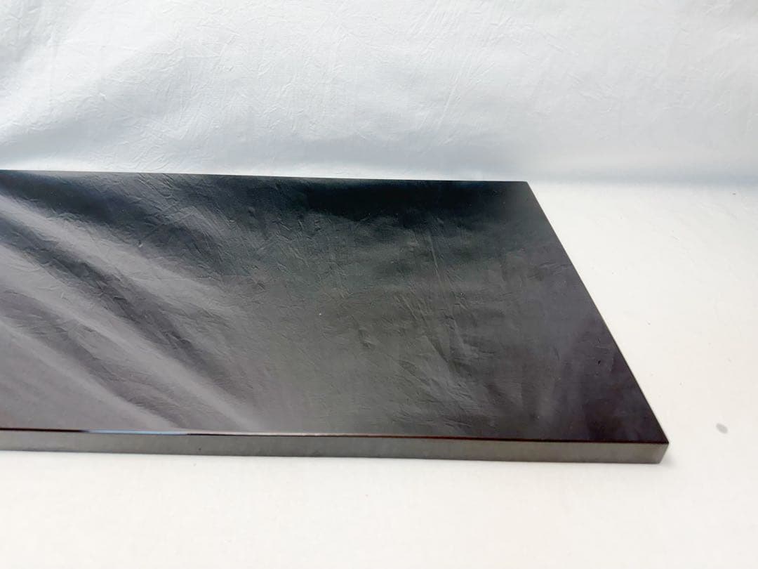 未使用 茶道具 塗師 静峰作 輪島塗 黒真塗 長板 壱双 共箱