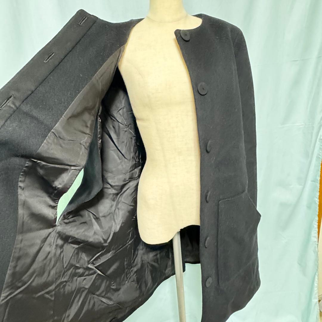 LE CIEL BLEUのウールケープコート ポンチョロングコート シェルブルー