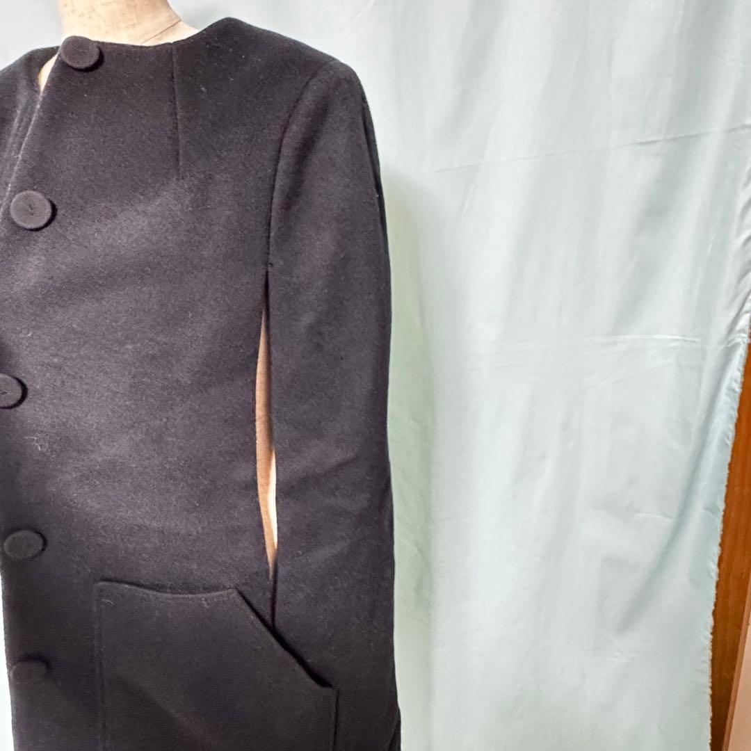 LE CIEL BLEUのウールケープコート ポンチョロングコート シェルブルー