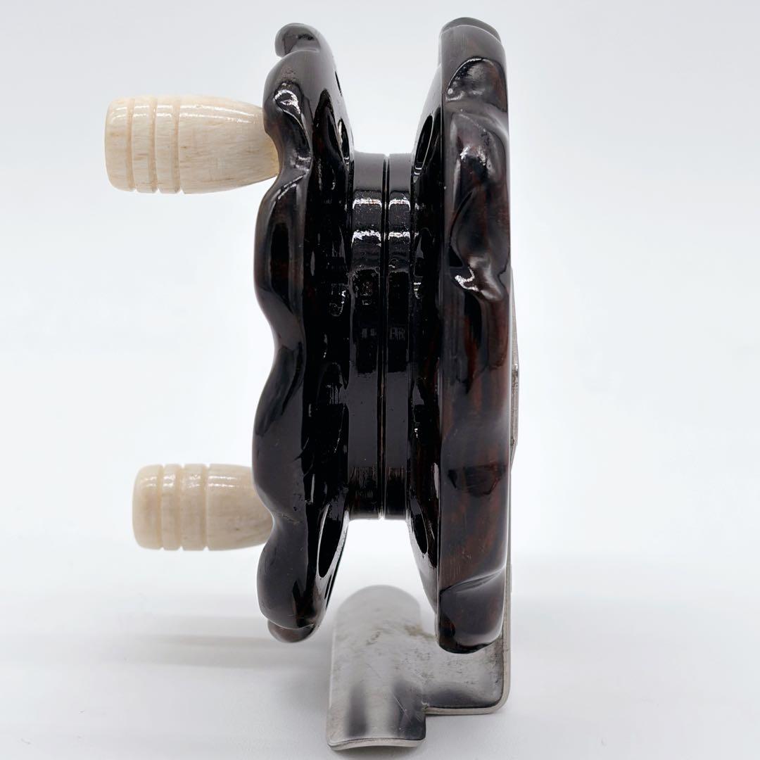 希少 重利作 タイコリール ヘチリール 木製 クラシック レトロ ダークブラウン