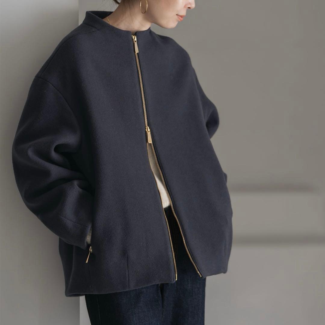 NOBLE ノーブル MTRレイズドネックジップコート 今季　チャコールグレー