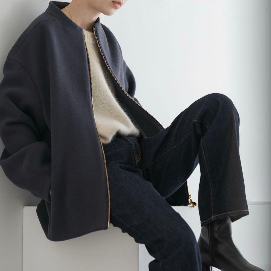 NOBLE ノーブル MTRレイズドネックジップコート 今季　チャコールグレー