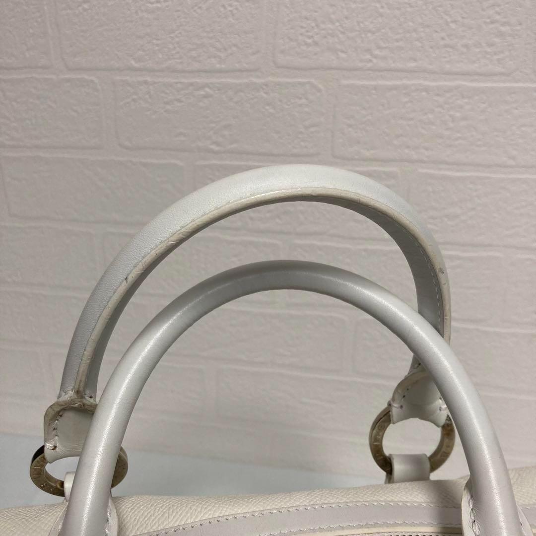 ブルガリ　ミニボストン　ホワイトカラー　レザー　リング　ハンドバッグ　白　高級