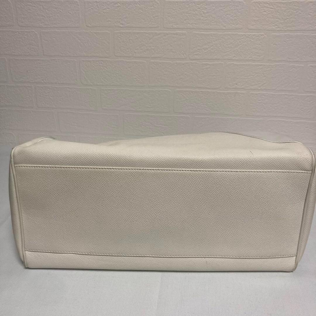 ブルガリ　ミニボストン　ホワイトカラー　レザー　リング　ハンドバッグ　白　高級