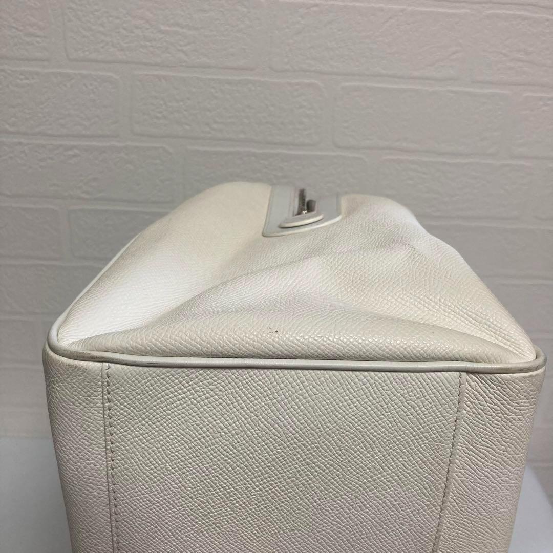 ブルガリ　ミニボストン　ホワイトカラー　レザー　リング　ハンドバッグ　白　高級