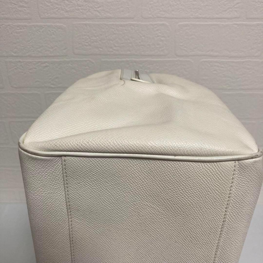 ブルガリ　ミニボストン　ホワイトカラー　レザー　リング　ハンドバッグ　白　高級