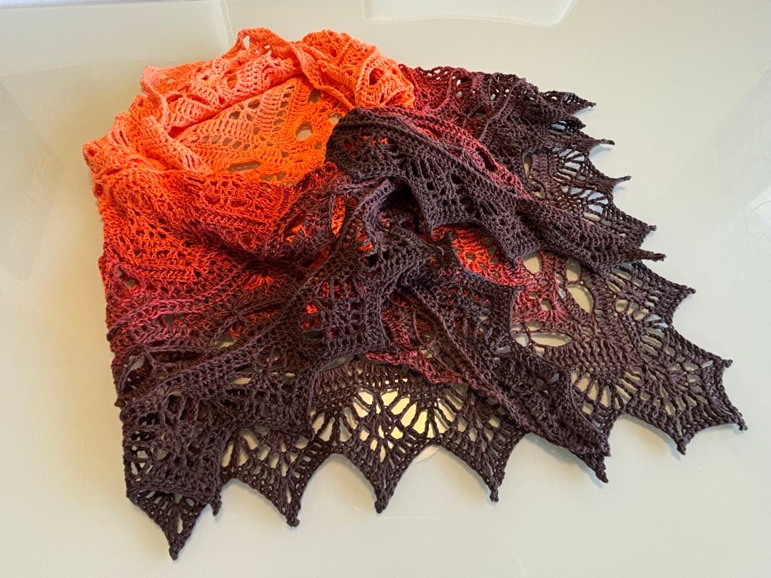 三角・バレエショール　177×73 綿100% 年中使用可　手洗可　大判　海外糸