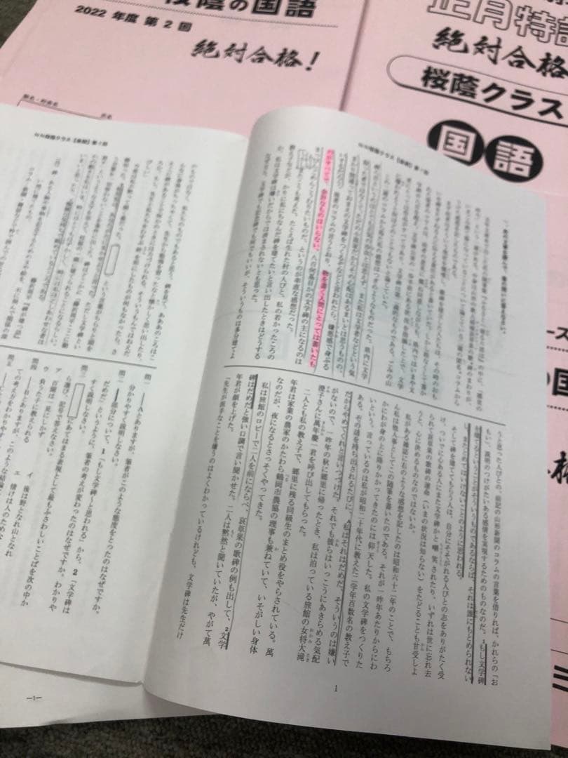 早稲田アカデミー　6年　NN桜蔭 志望校別　後期/正月特訓 2023年受験