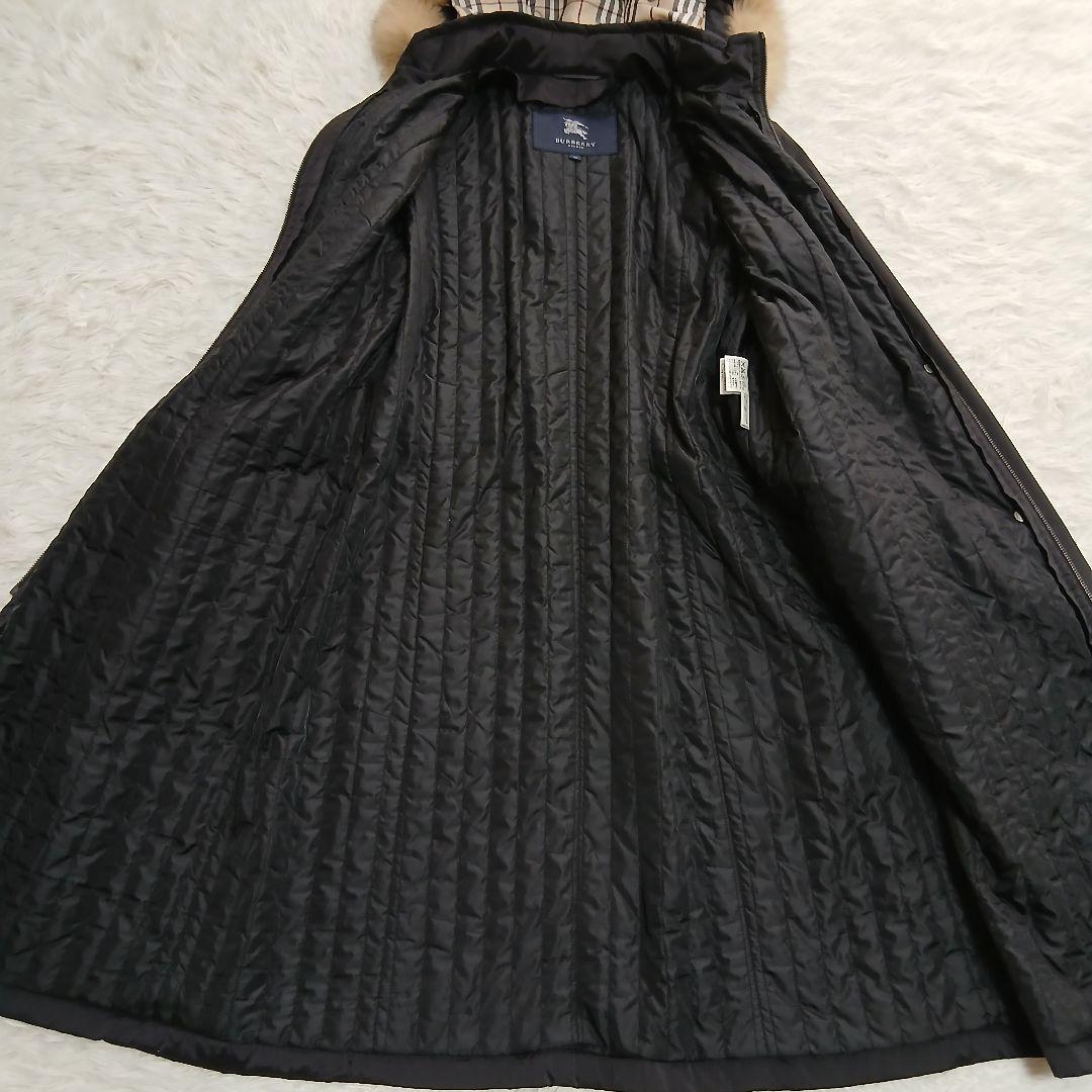 【BURBERRY】フードノバチェック　ベルト付　ロングコート　大きいサイズ46