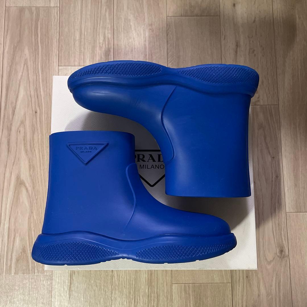 PRADA フォームラバー　レインブーツ　青