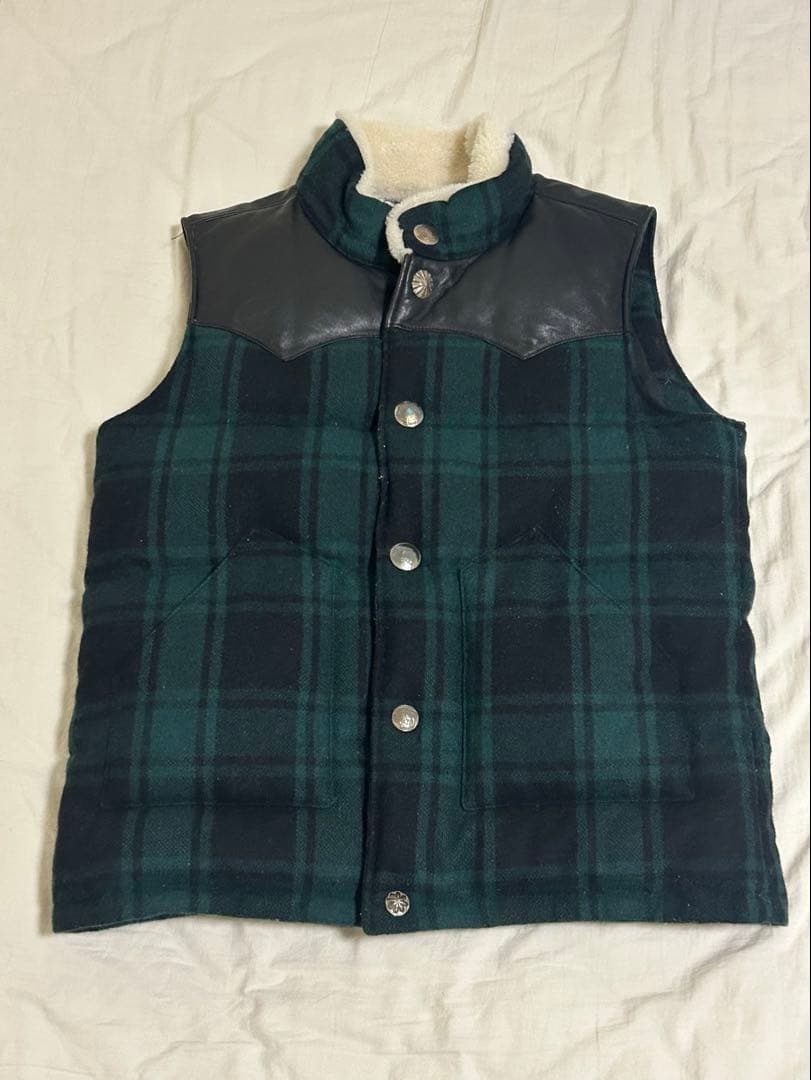 Ron Herman ロンハーマン ボア レザー ダウンベスト グリーン