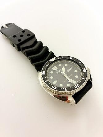 SEIKO ダイバーズウォッチ ブラック ラバーベルト 6309-7040 不動