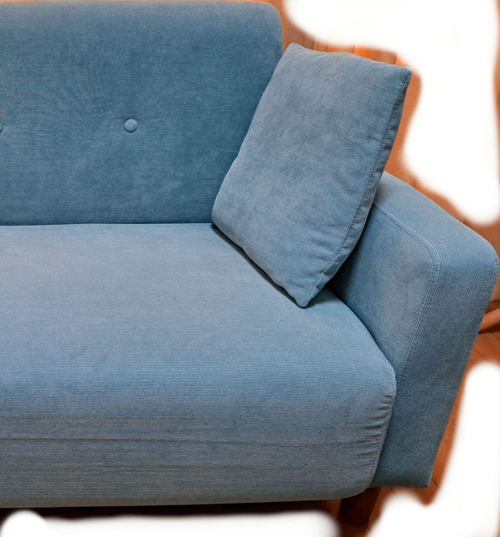 水色　無地　ソファ　２人掛け