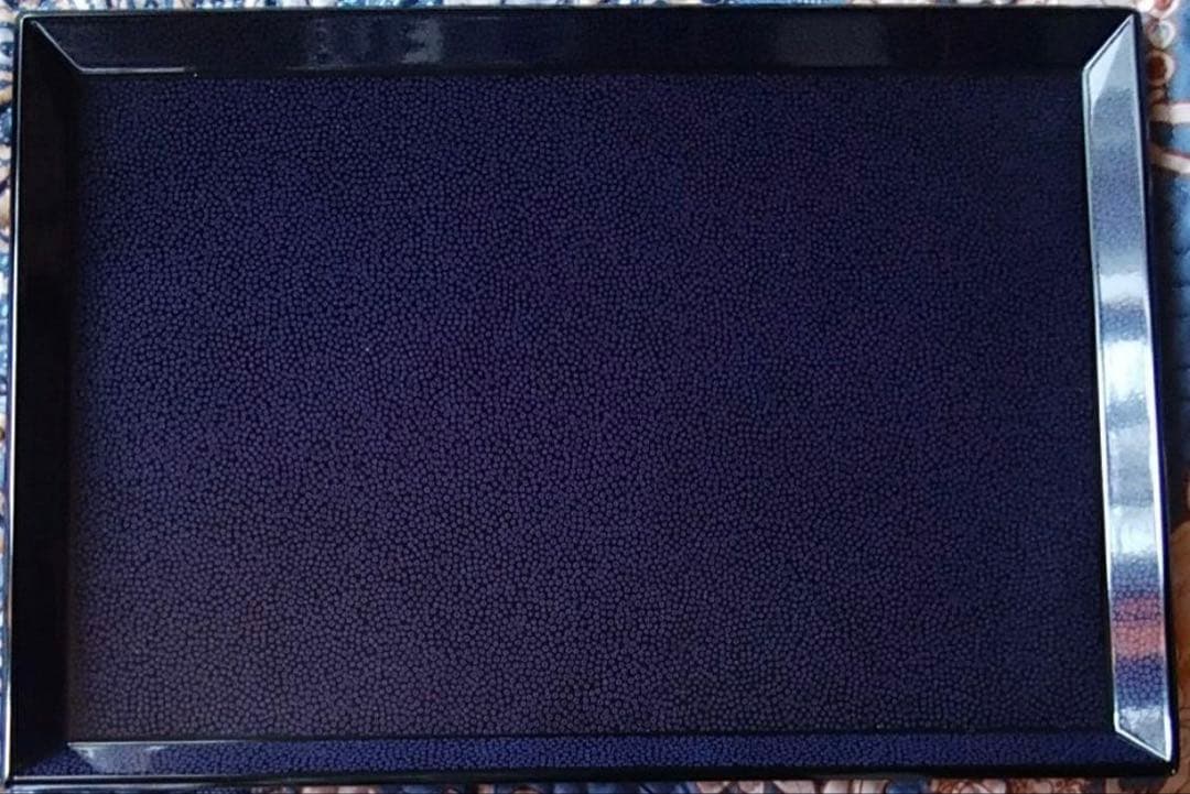 美品⟡.·津軽塗 ななこ 貴重な青紫色 長方形盆