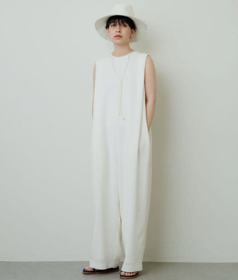 【Whim Gazette】二重織ノースリーブジャンプスーツ オールインワン